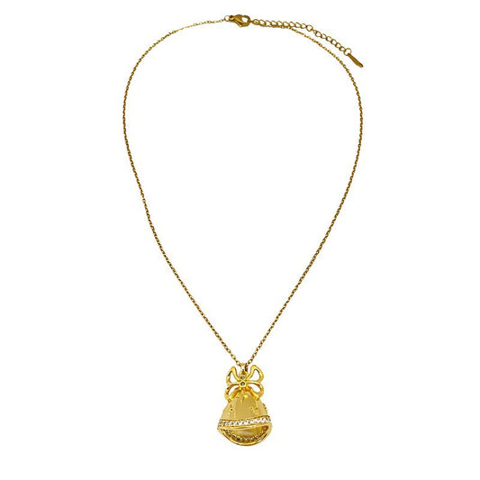 Micro-pave Zircon Christmas Bell Long Necklace