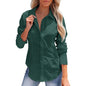Women's Button-Down Shirt Long Sleeve Solid Color Versatile Office