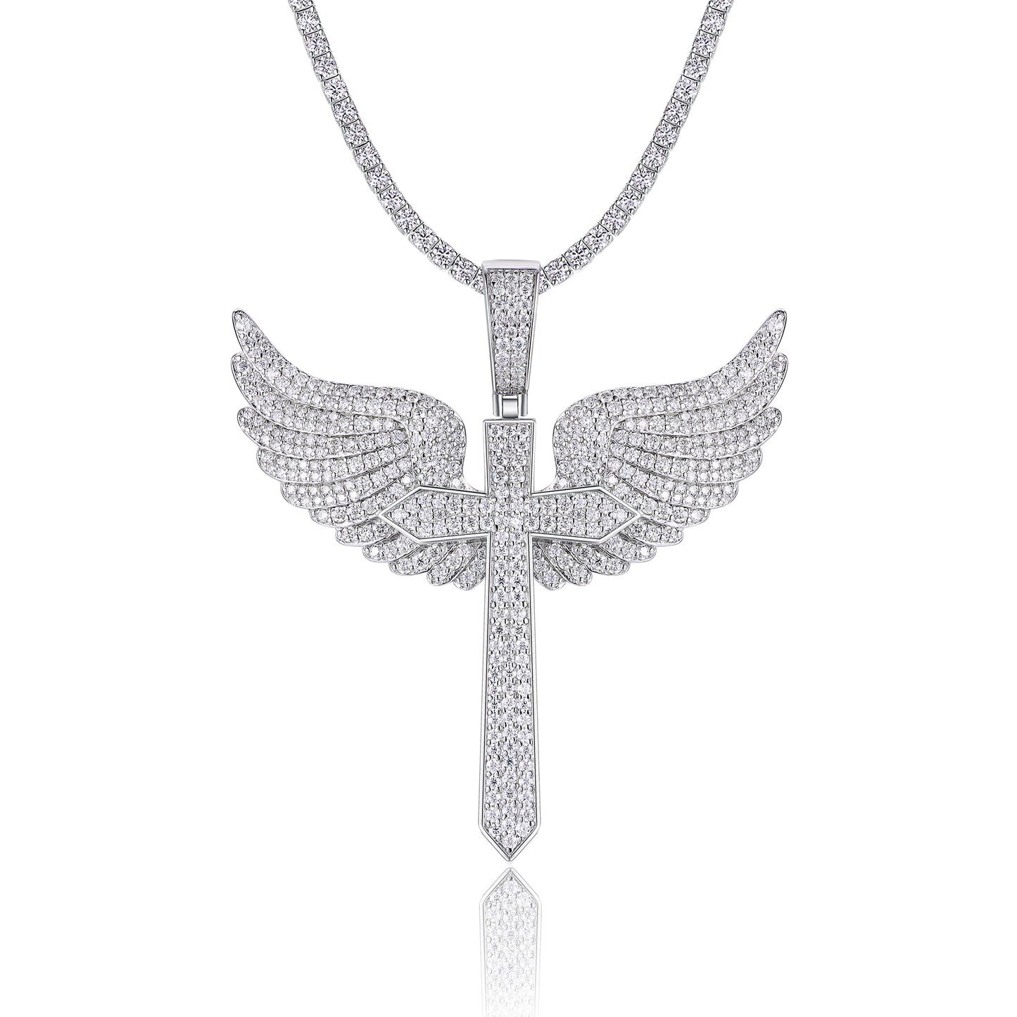 Angel Wings - A Fashionable And Trendy Necklace Pendant Set With Top-quality Moissanite S925 In Silver And Platinum-plated. It Can Be Tested With A Diamond Pen