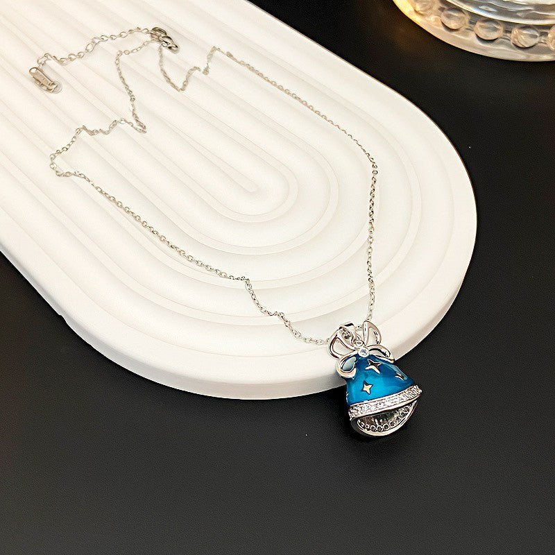 Micro-pave Zircon Christmas Bell Long Necklace