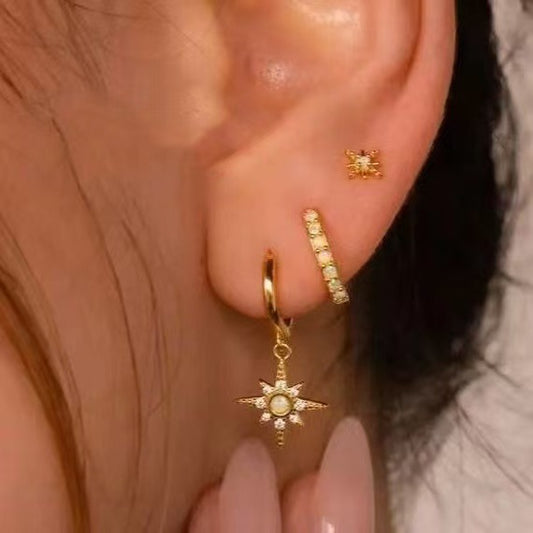 Personalized Eight-Pointed Star 3-Piece Earring Set With A Luxurious Finish