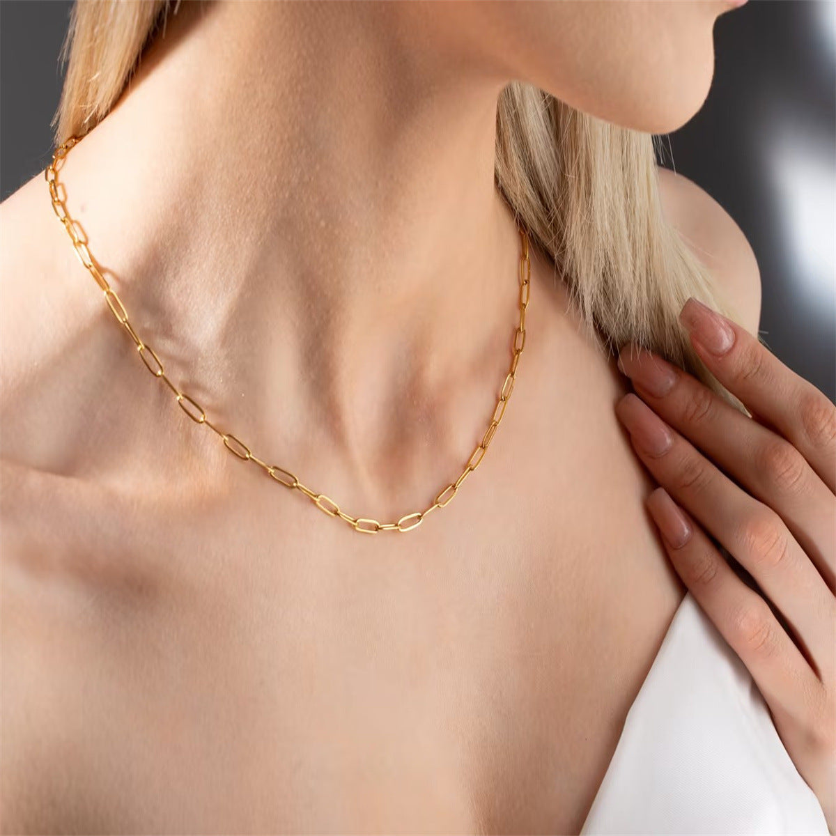Stainless Steel 18k Gold Flat Snake Chain