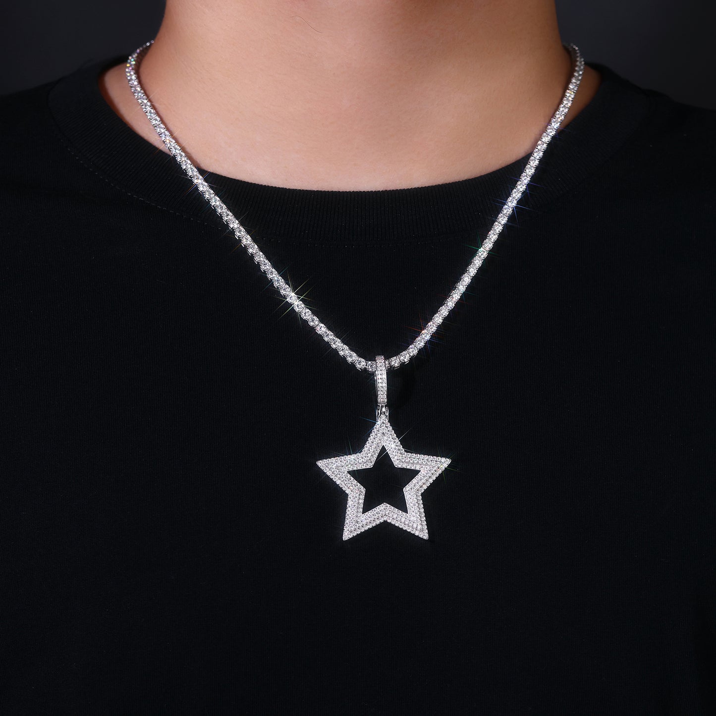 Shining Starlight - A Fashionable And Trendy Necklace Pendant Set With Top-quality Moissanite S925 Silver And Platinum Plating Can Be Tested With A Diamond Pen