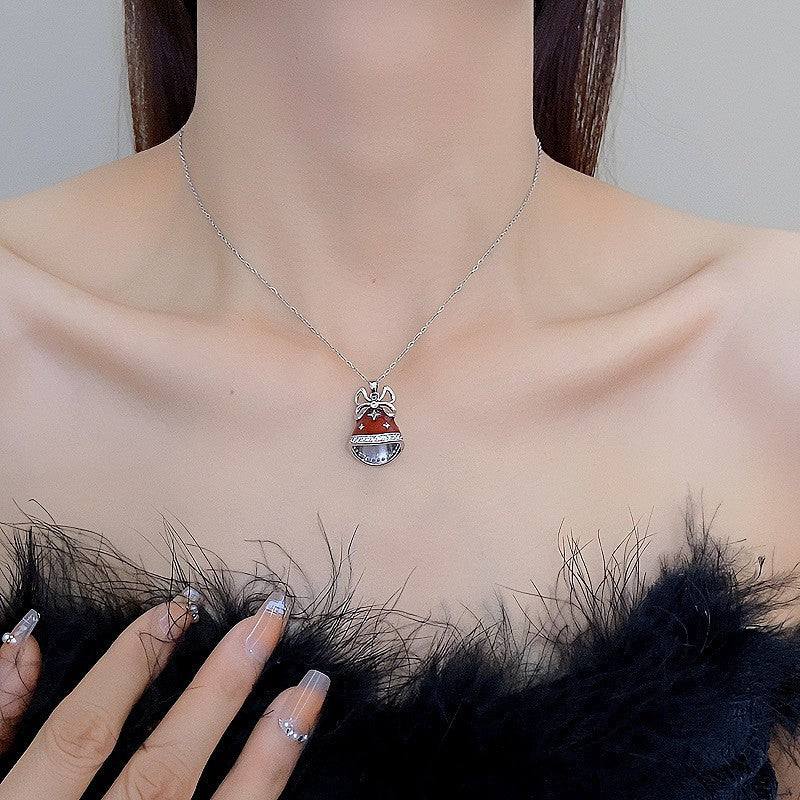 Micro-pave Zircon Christmas Bell Long Necklace