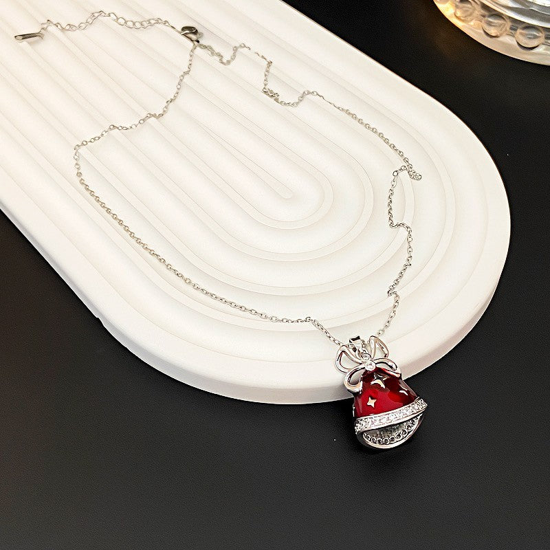 Micro-pave Zircon Christmas Bell Long Necklace