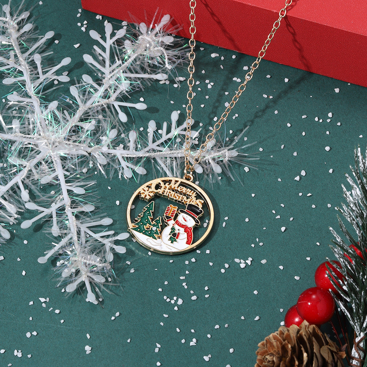 New Christmas-style Santa Claus Holiday-themed Necklace