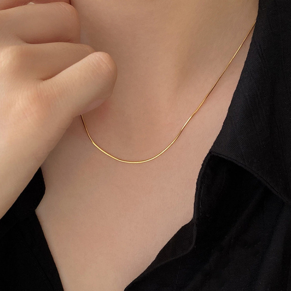 Stainless Steel 18k Gold Flat Snake Chain