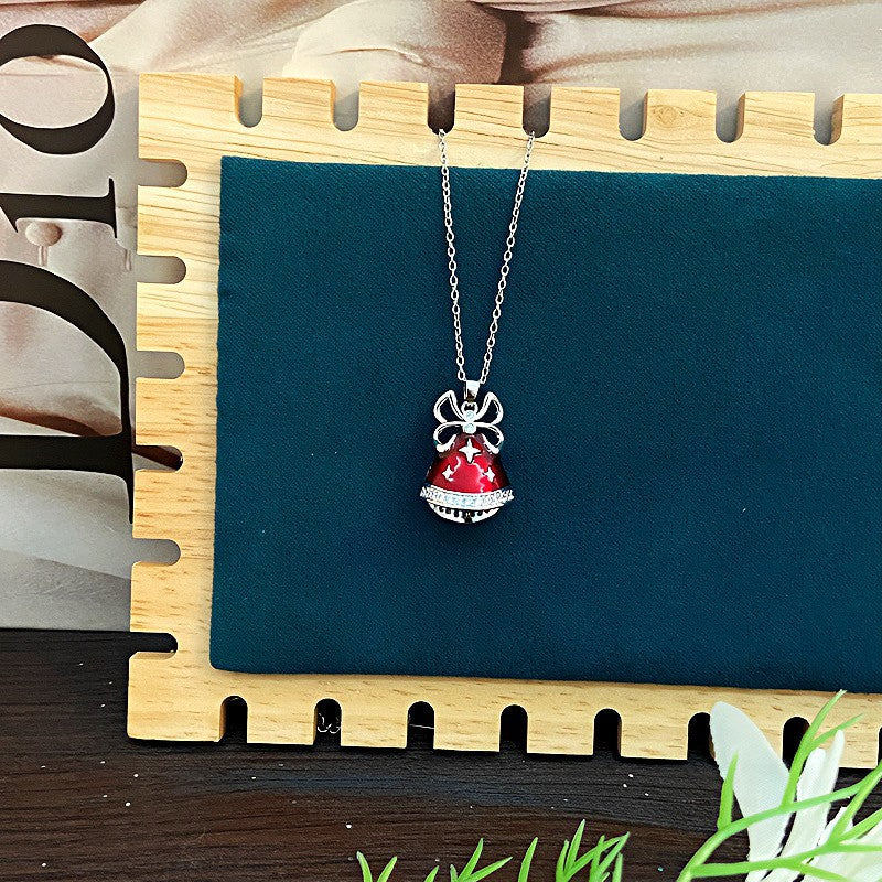 Micro-pave Zircon Christmas Bell Long Necklace